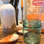 Ingredients to make oatmeal and olive oil face exfoliator