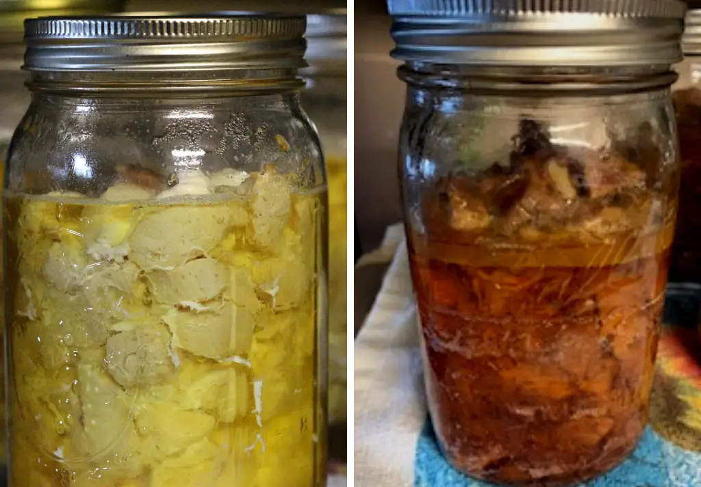 jars of pressure canned chicken and beef