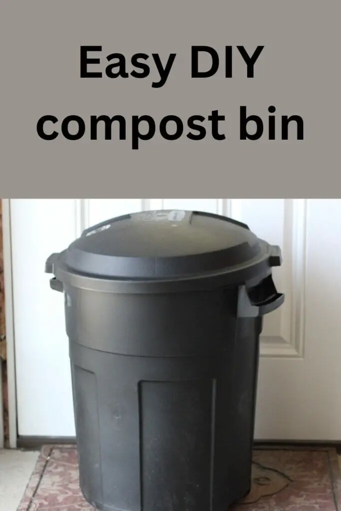 rubber trash can used to make a DIY compost bin