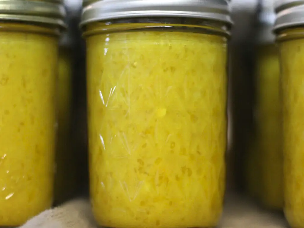 canned hot pepper mustard in jars