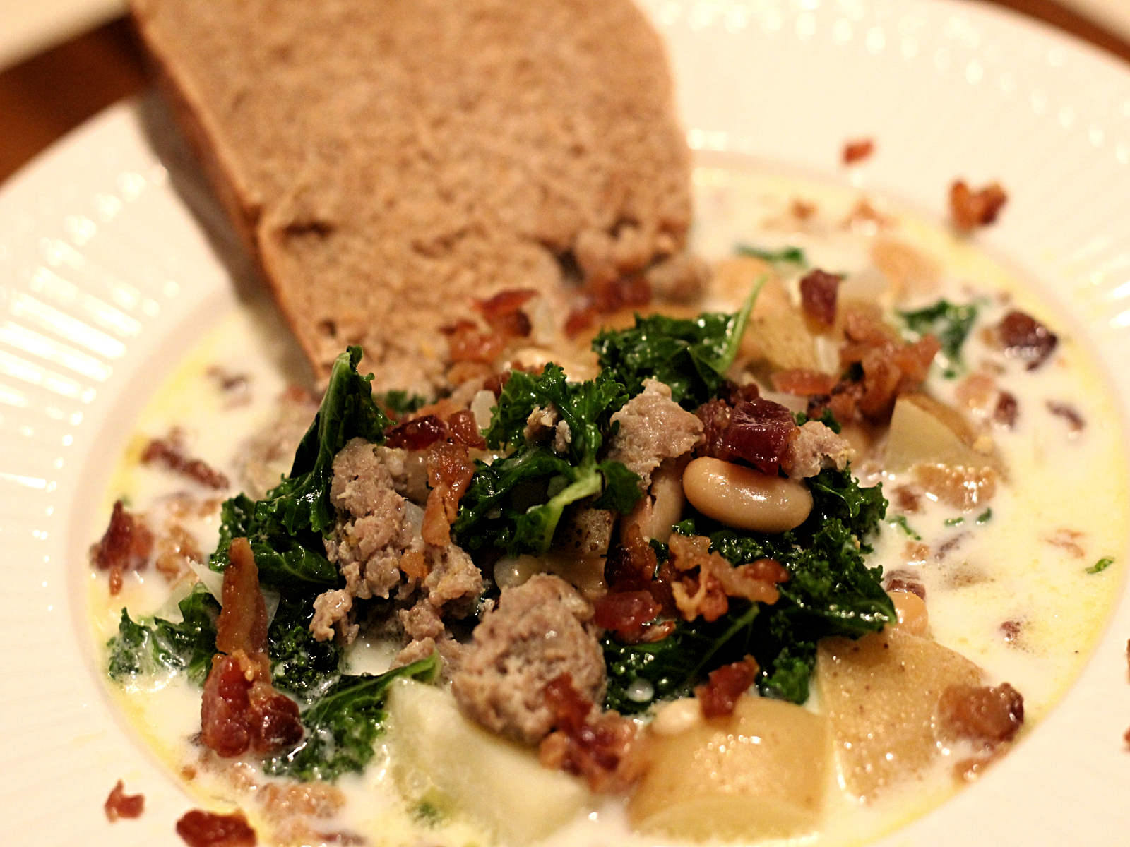 bowl of soup with bread