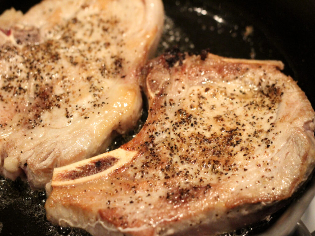 seared pork chops