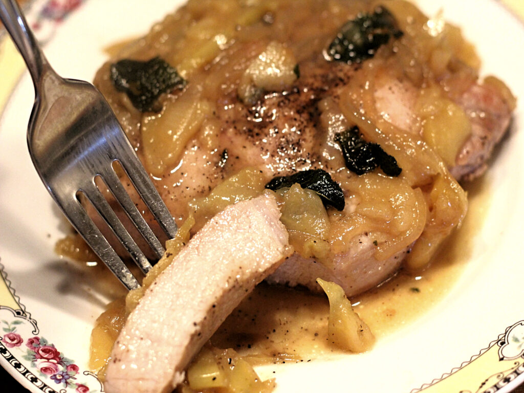 slice of finished pork chop