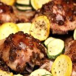 sheet pan chicken with rhubarb sauce