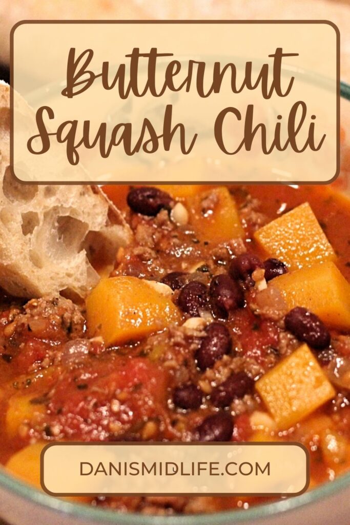 Pinterest pin of butternut squash chili