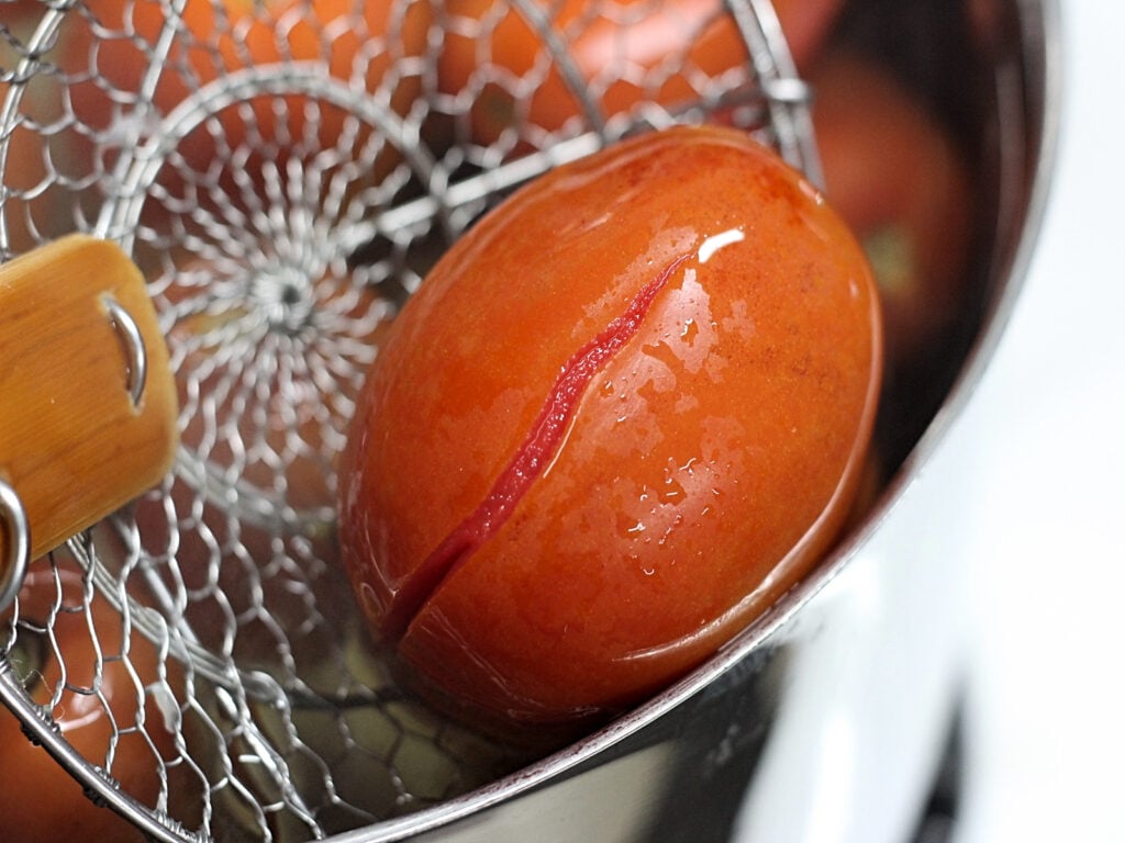 tomato with skin cracked an peeling