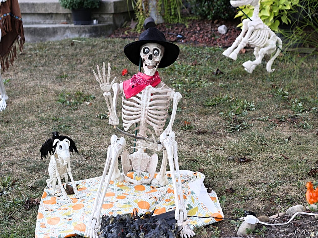 skelly by the fire with dog