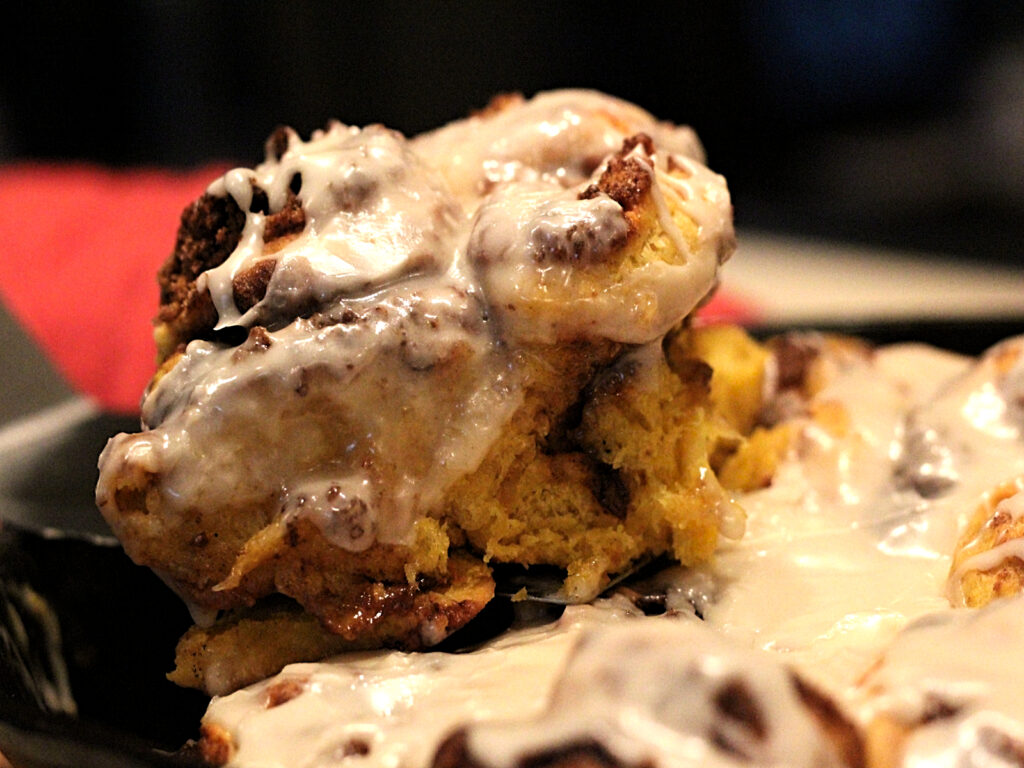 piece of sourdough pumpkin cinnamon roll