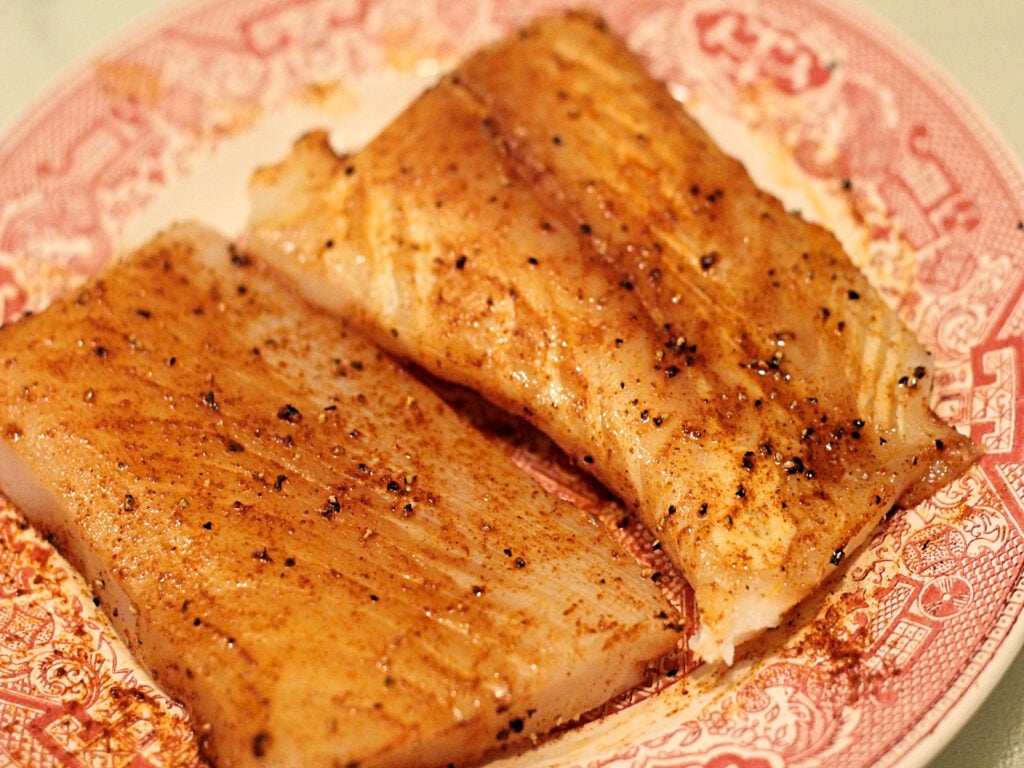fish seasoned with salt, pepper, and paprika