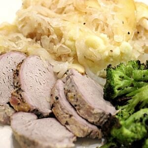 pork tenderloin with sauerkraut, apples and onions