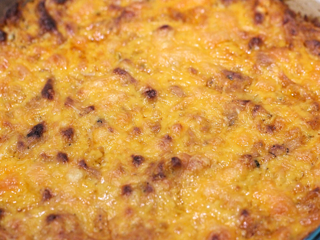 Baked dip and finished under broiler
