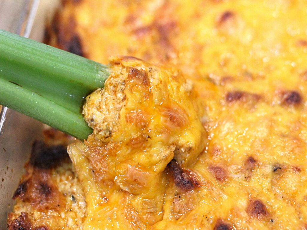 buffalo chicken dip with celery stick
