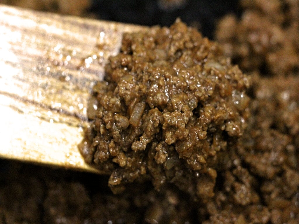 spoonful of ground beef and seasonings