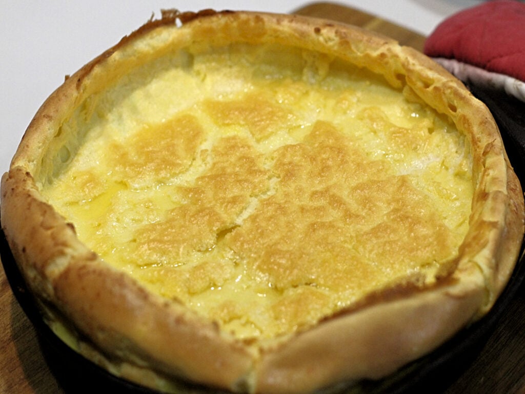 German pancake in cast iron skillet