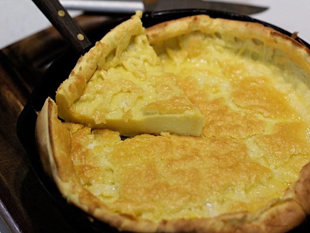 slice of Dutch Baby pancake 